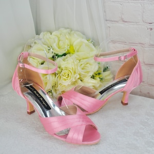 Pink Satin Sandals for Brides, Bridesmaid, Hen Do Engagement Party, Bridal Shoes, Mother of the Bride Heels