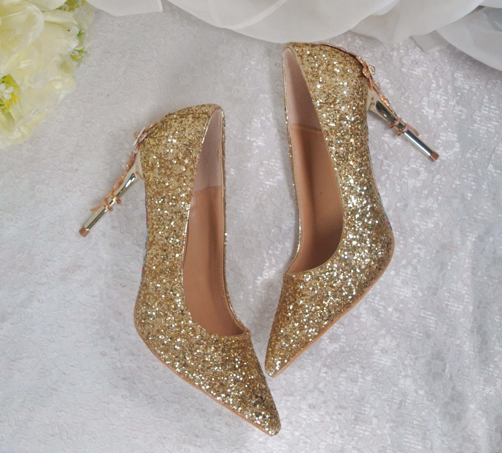 Gold glitter wedding shoes new arrivals