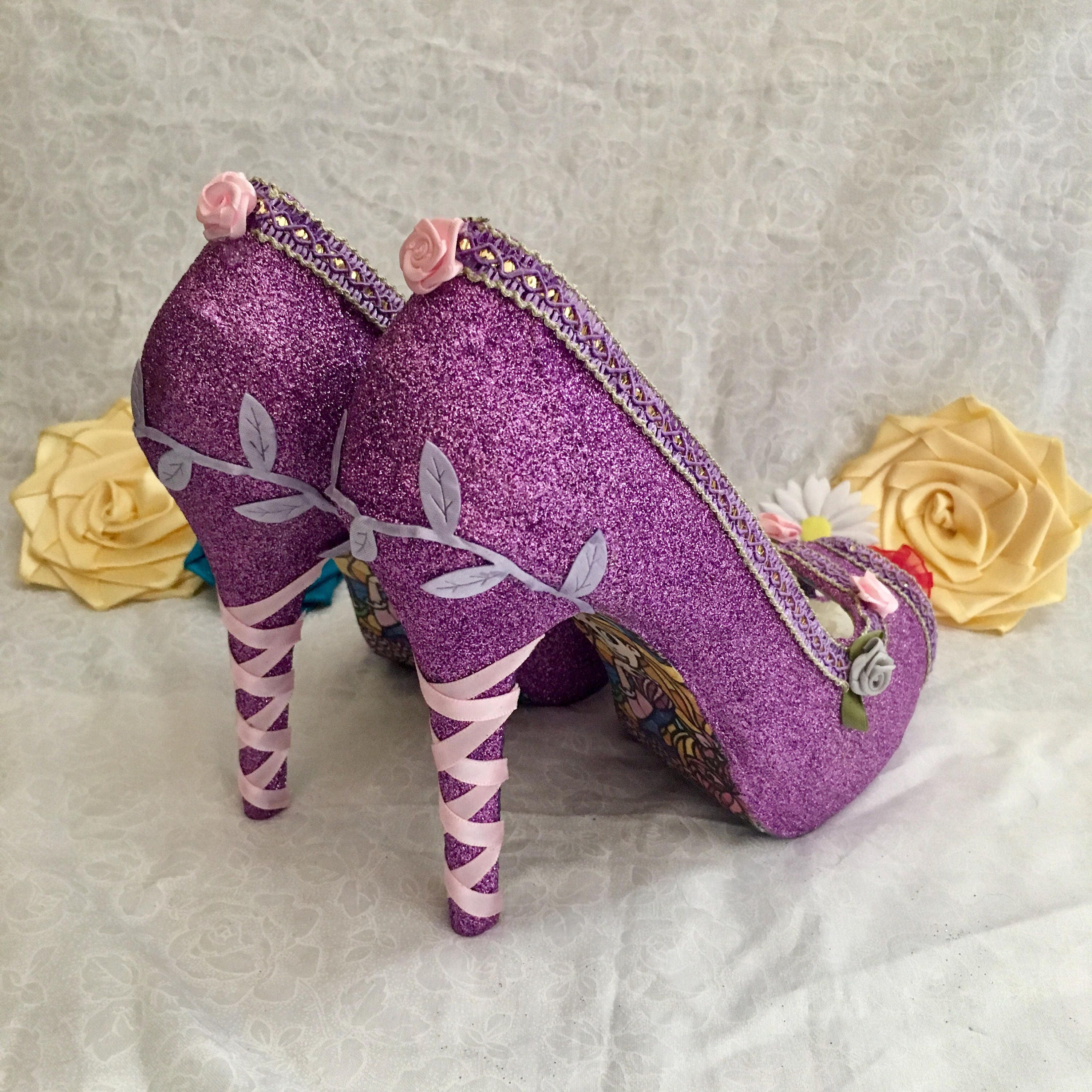 Princess Rapunzel Shoes Tangled Costume Shoes Purple Glitter | Etsy