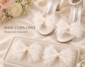 Polka Dot Organza Bow Shoe Clips – Oversized Removable Bridal Shoe Bows