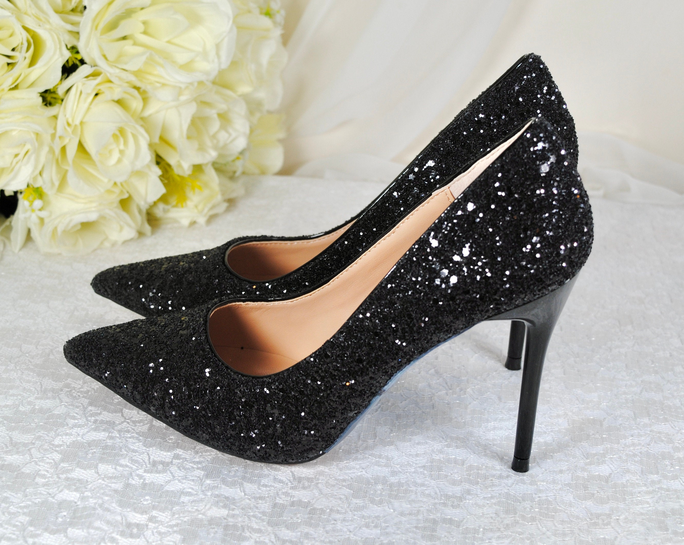 Chaussures à Talons Noirs Paillettes Miss KG - Taille UK 7 (pointure 40) - Occasion
