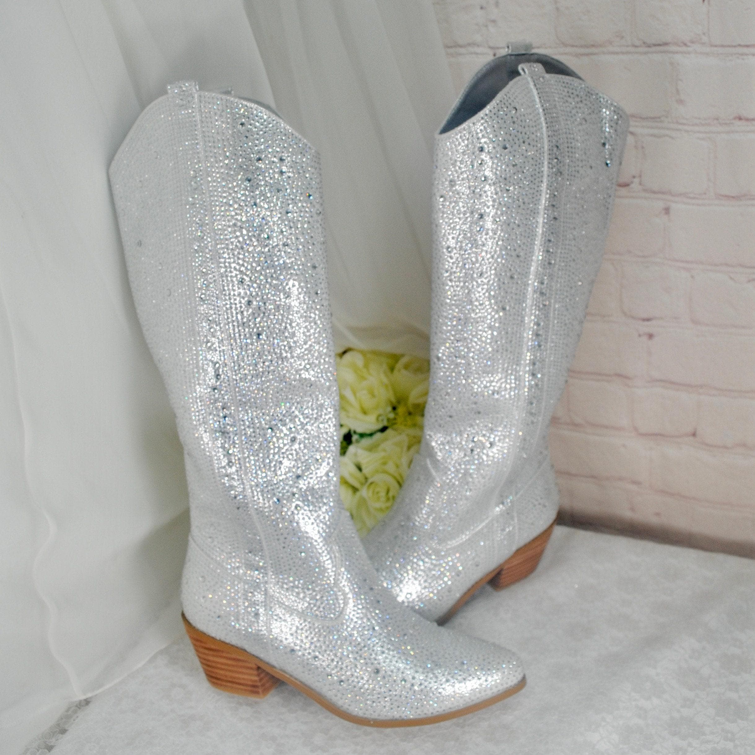 Ivory Rhinestone Cowgirl Boots