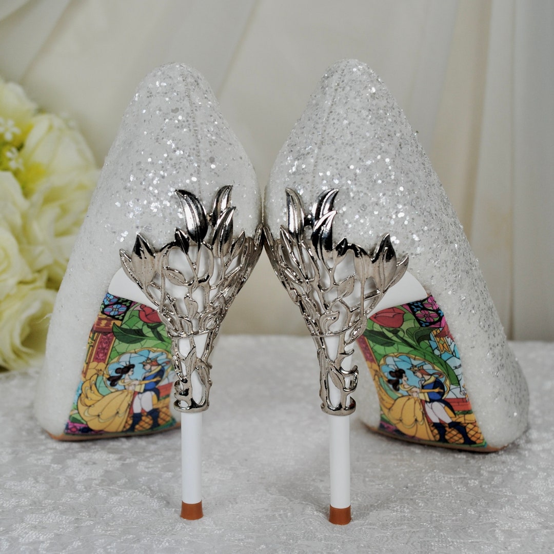 Silver Glitter High Heel Shoes Statuette