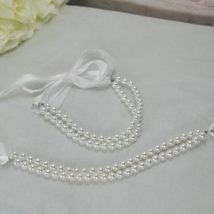 Double Pearl Ribbon Ankle Straps : Hochzeitsschuhzubehör