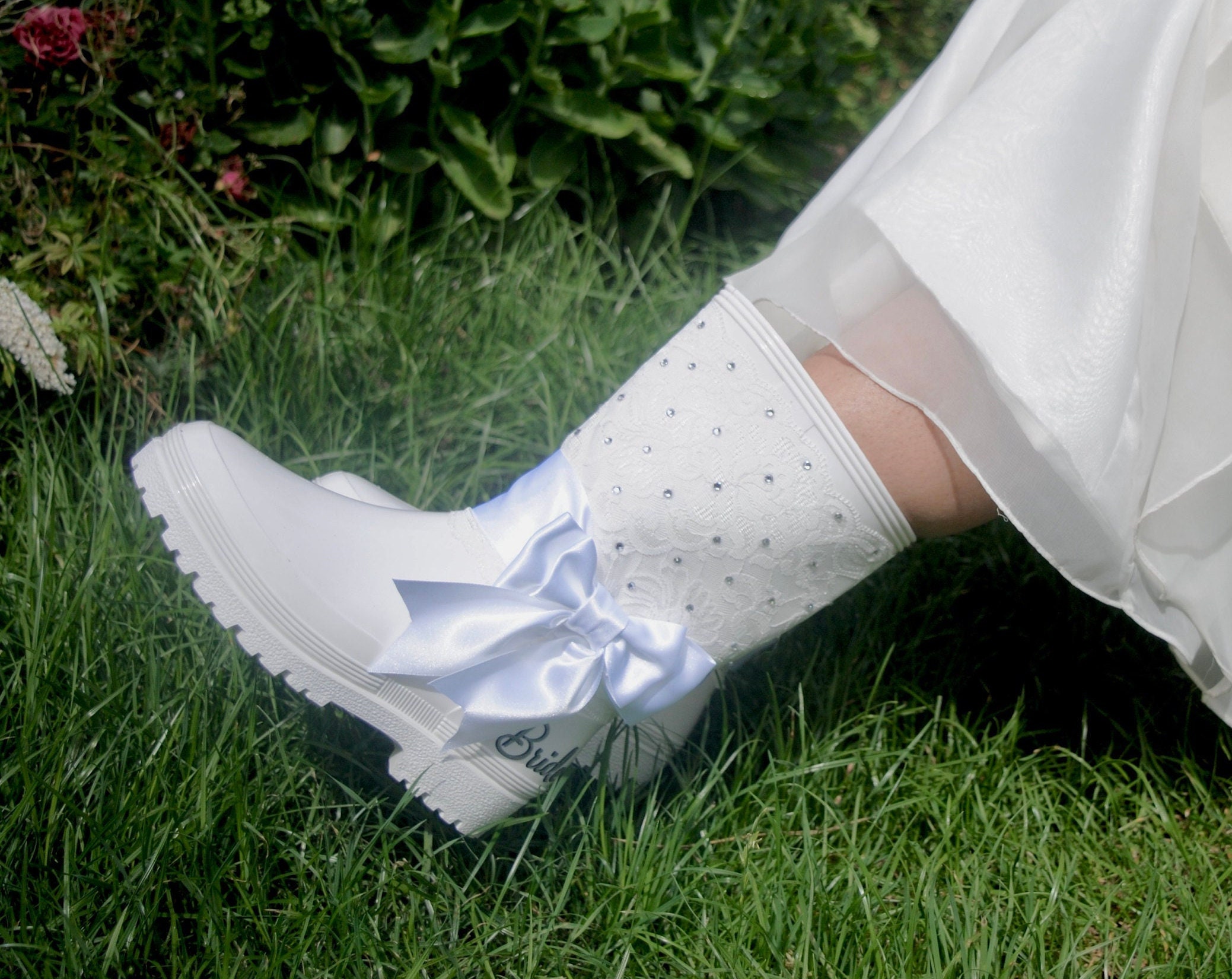 White clearance bridal wellies