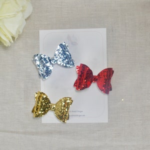 Shoe Bow Clips or Hair Bows, Glitter Bridal Brooch for Shoes Heels Handmade Wedding Accessory Or Accessories for Hair