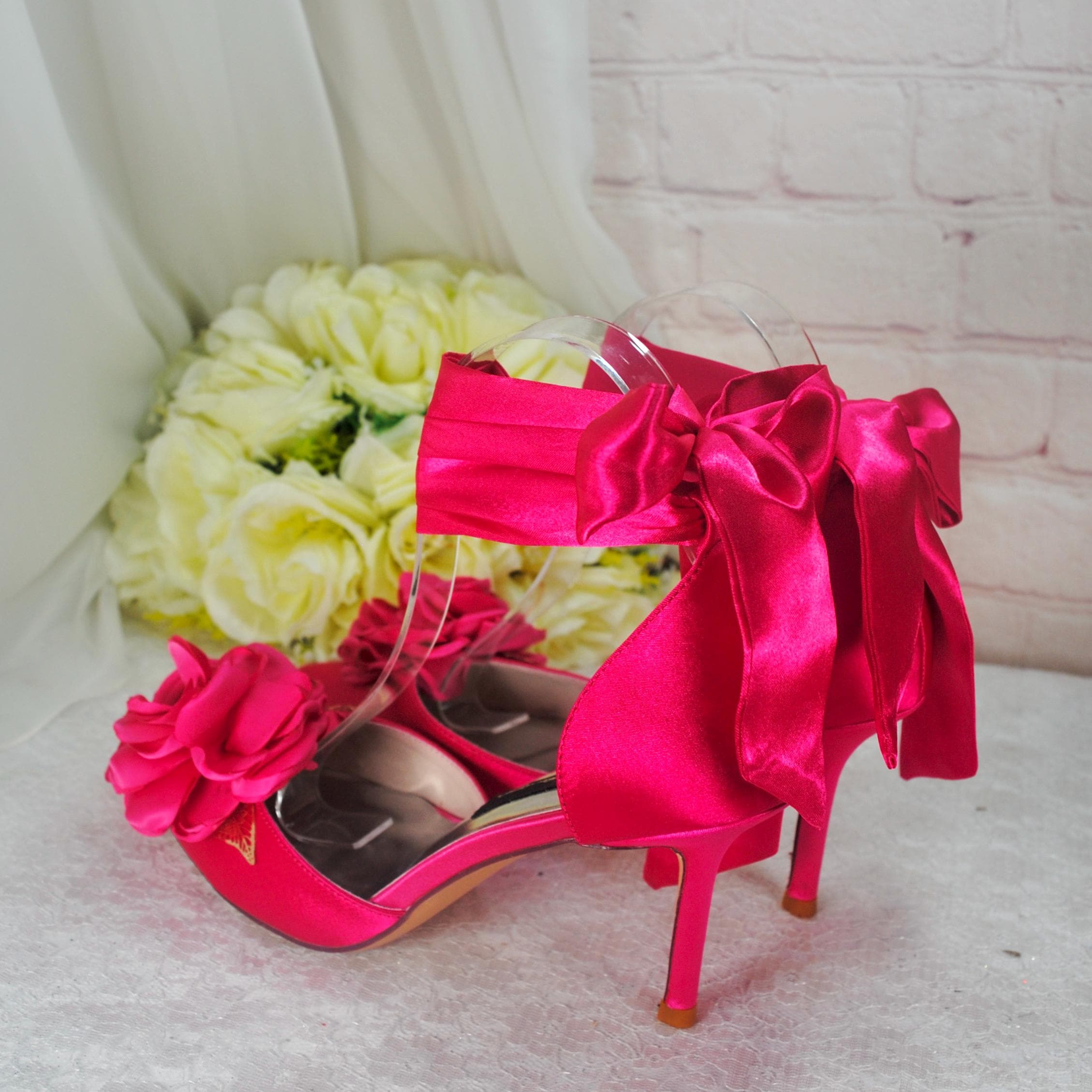 Hot pink heels and bag sale