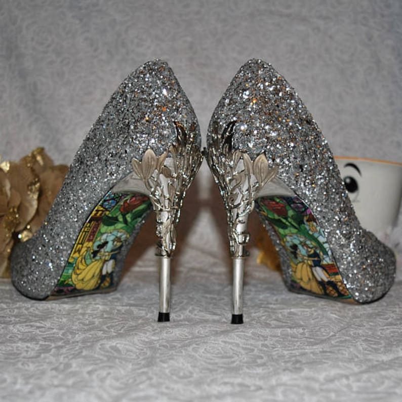 Add on Becci Boo's Custom Shoes Beauty and the Beast Soles. Disney Stained Glass Happy Ending for your Shoes DOES NOT INCLUDE the shoes. image 6