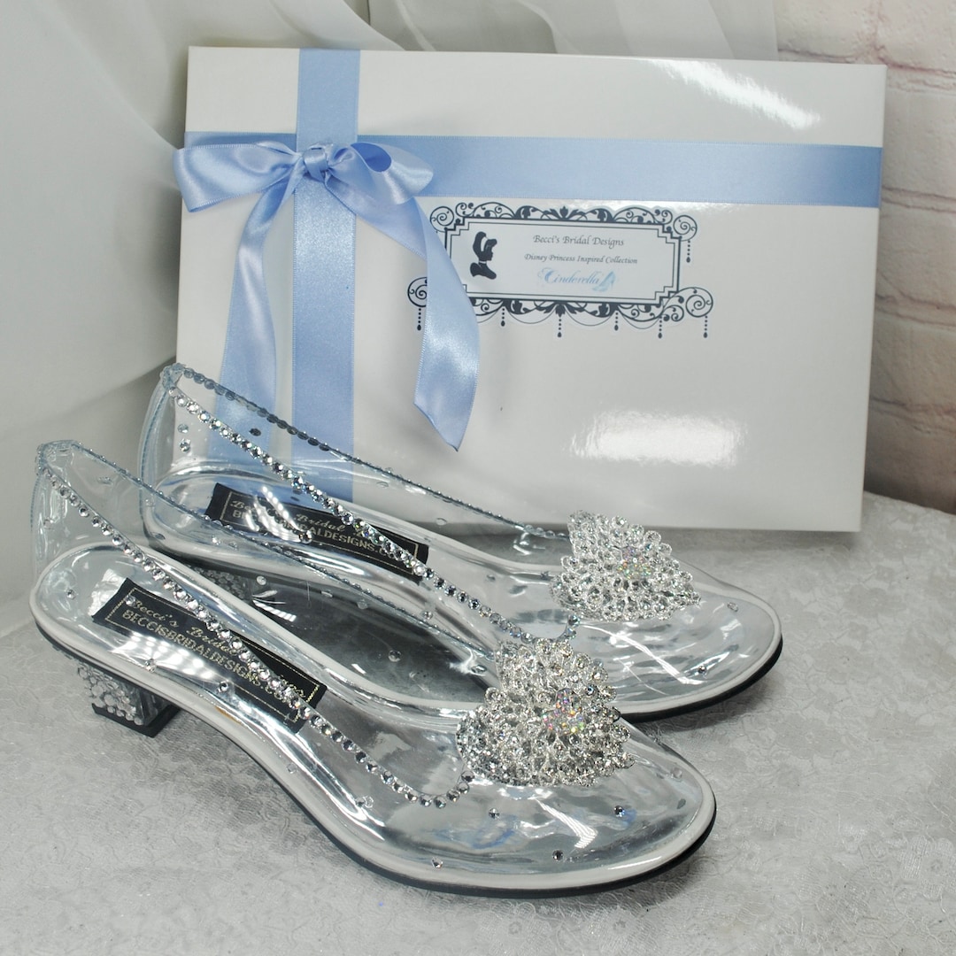 Crystal Cinderella Wedding Shoes: Transparent Block Heel Glass