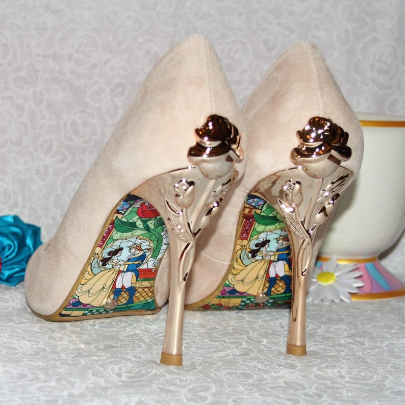 Add on Becci Boo's Custom Shoes Beauty and the Beast Soles. Disney Stained Glass Happy Ending for your Shoes DOES NOT INCLUDE the shoes. image 2