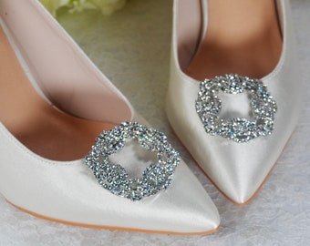 Clip de zapato de boda, broche cuadrado de cristal, accesorio de zapato nupcial, zapatos de boda personalizados para novia