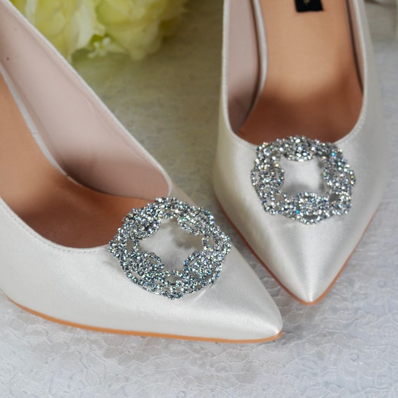 1 Pair Square Crystal Shoe Clips Fashion Women Shoe Accessory Wedding Bride DIY Shoe Buckles, Women's, Size: 6 x 4