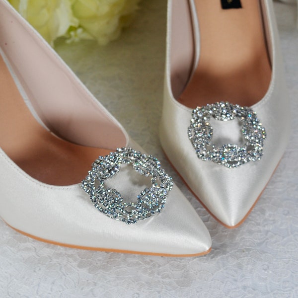 Pince à chaussure de mariage, Broche carrée en cristal, Accessoire pour chaussure de mariée, Chaussures de mariage personnalisées pour la mariée