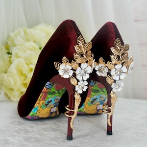 HIGH HEEL 10 MULE IN CHERRY RED VELVET WITH BOW main image 0