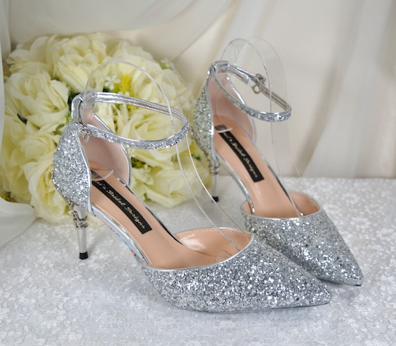 Silver High Heel Shoes Wedding  Sparkly Silver Shoes Wedding - Wedding Shoes  Women - Aliexpress