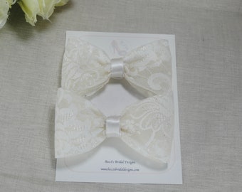 Shoe Bow Clips Structured Lace Bridal Brooch for Shoes Heels Pumps Handmade Wedding Accessory Personalise your Style Handmade White or Ivory
