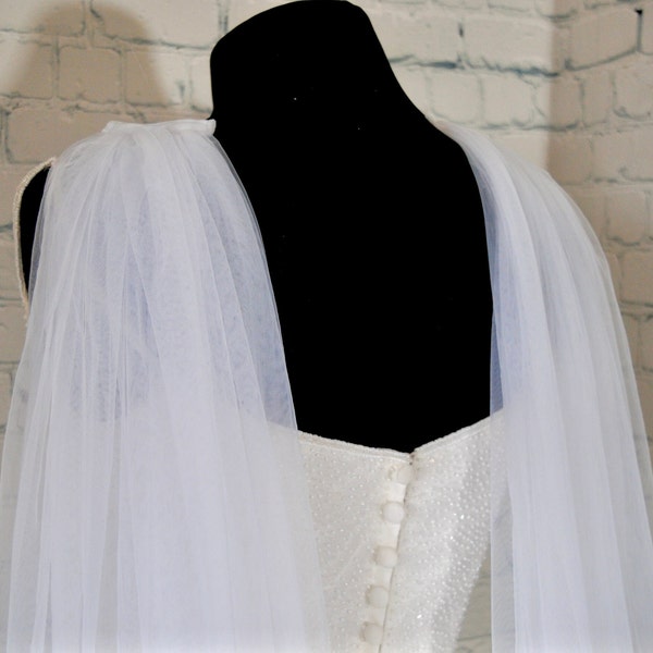 Wedding Wings Cape - Bridal Spilt Cape Veil, Soft Tulle Simple White, Ivory, Black or Red Wings, Alternative Veil for Bride