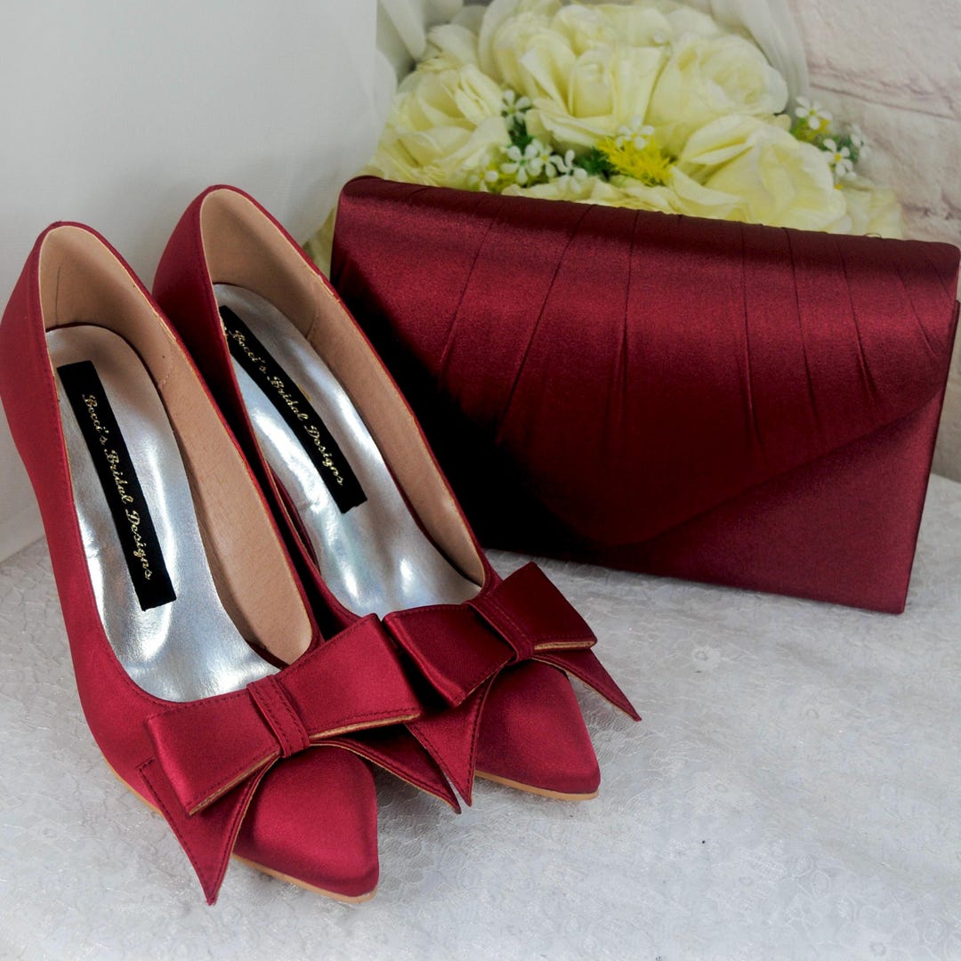 Julietta Heels Burgundy Satin