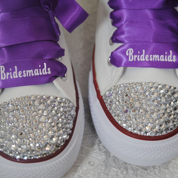 Bridesmaid Personalised shoe laces, custom wedding laces, wedding laces, Converse trainer laces, bridal shoe laces, wedding satin ribbon