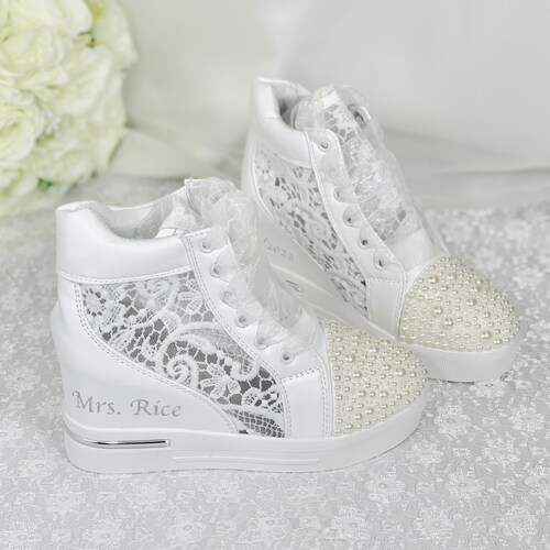 Personalised Bridal Shoes, Wedding Wedge Heels, Comfortable Shoes for Bride, Sneakers / Trainers