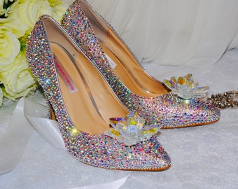 Source Crystal Cinderella Purple Shoes for Wedding Decor