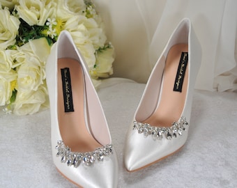 Satin Pointed Toe Court Shoes, Stiletto Heel Classic Bridal Shoes