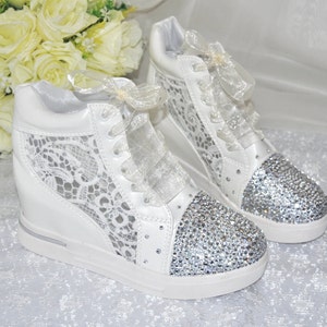 Wedding Shoes, Lace Wedding Wedge Trainer, Comfortable Sneakers Bride, Bridesmaid, Comfortable Bridal Pump image 5