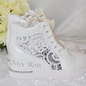 Wedding Shoes, Lace Wedding Wedge Trainer, Comfortable Sneakers Bride, Bridesmaid, Comfortable Bridal Pump image 8