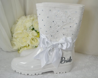 Bridal Rain Boots, Wellies, Alternative Wedding Shoes,