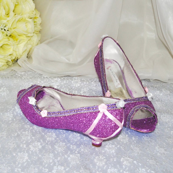 Buy Purple Bridal Shoes Tangled Inspired Wedding Shoes Low Heel