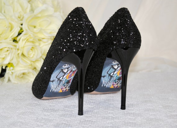LIMITED COLLECTION Black Glitter Platform Heels In Wide E Fit & Extra Wide  Fit | Yours Clothing