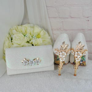 Ivory Shimmer Clutch: Cherry Blossom Bridal Wedding Purse