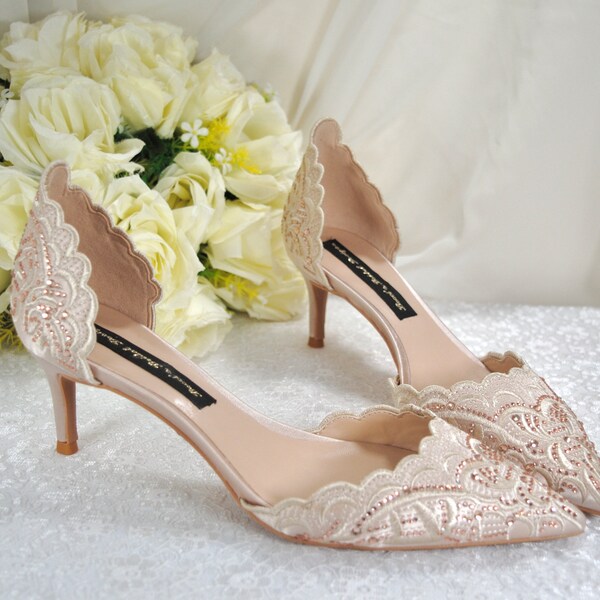 champagne kitten heel shoes