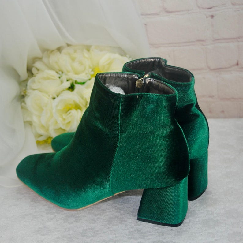 Velvet Wedding Block Heel Boots - Luxurious Bridal Shoes for Winter image 10