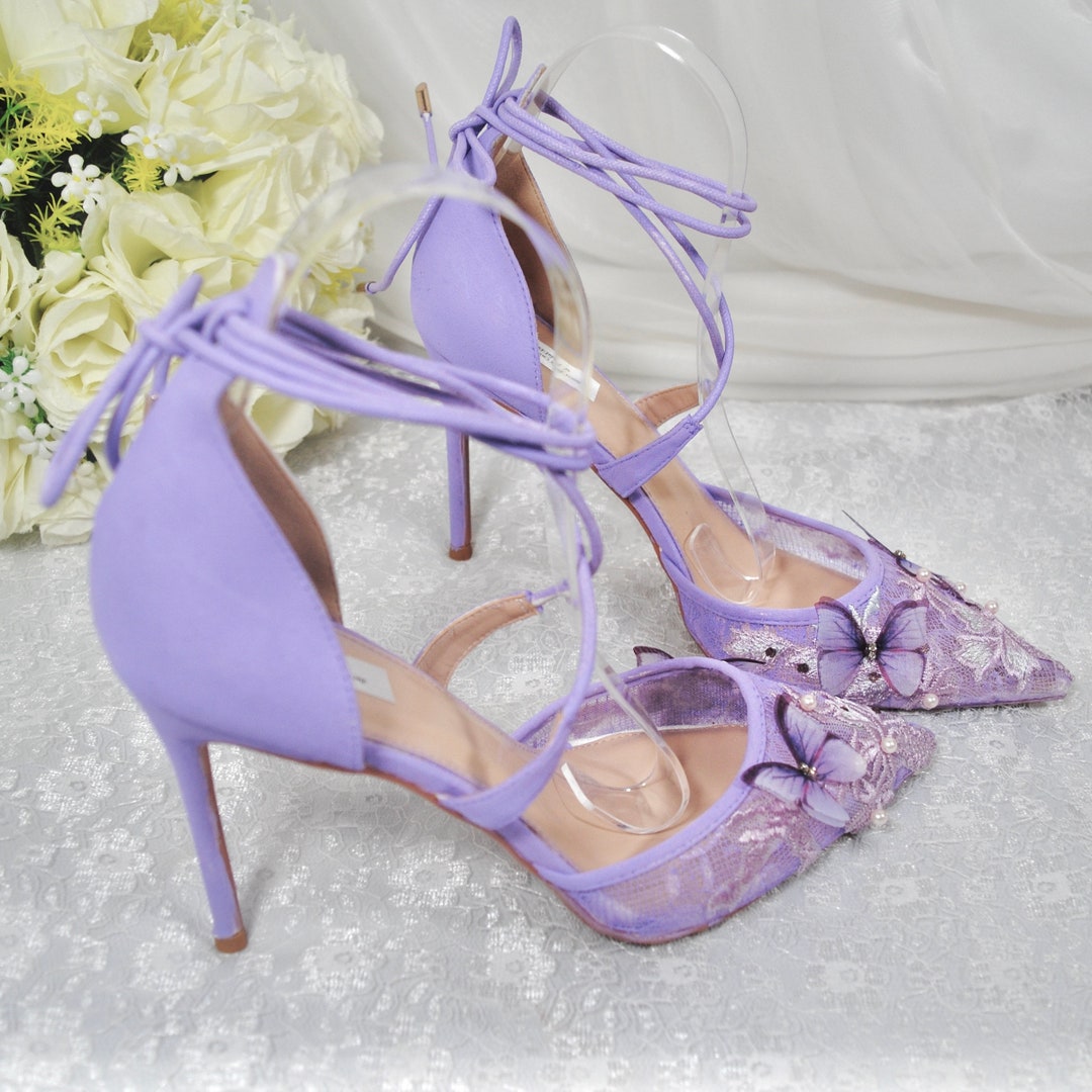 Lilac Butterfly Wedding Shoes UK7/US9/EU40 Etsy