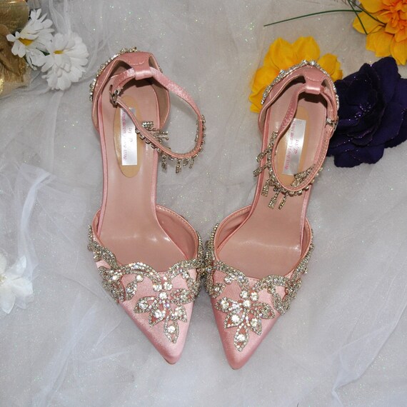 Gewoon mooie bruidsschoenen roze satijnen trouwschoenen - Etsy Nederland
