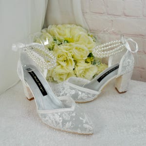 Bridal Wedding shoes with ankle strap, wedding shoes, wedding day, ivory shoes, bride to be, occasion shoes