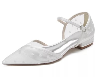 Lace Bridal Flats - Wedding Bridal Heels Shoes Sandals Bridesmaid Hen Do Engagement Party Something Blue