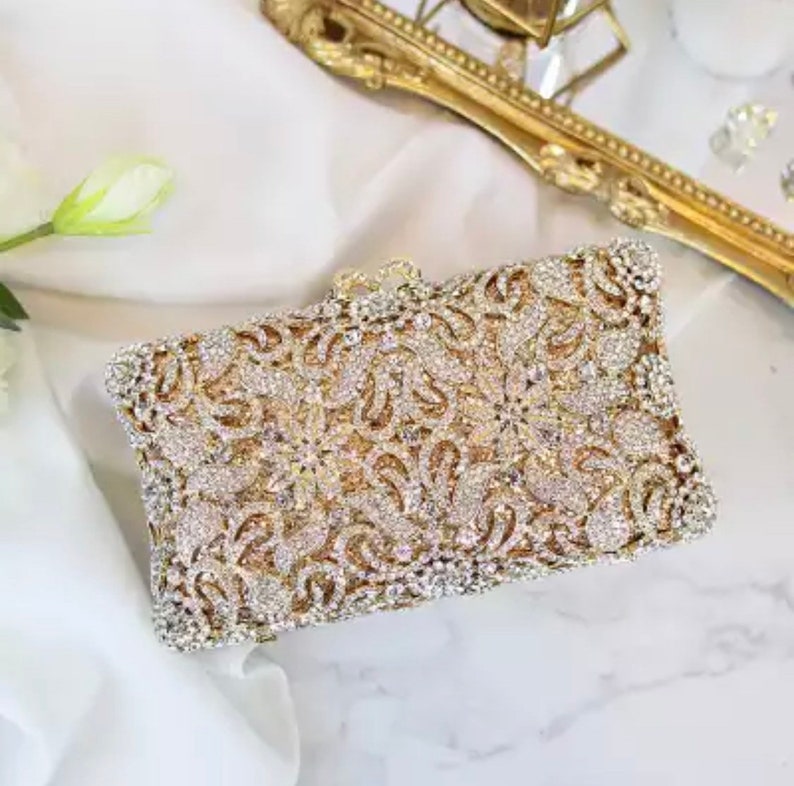 Stunning Swarovski Crystal Evening Bag Gold