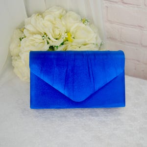 Royal Blue Satin Clutch Bag: Handmade Wedding Bridal Purse