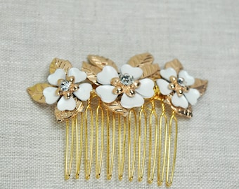 Cherry Blossom Hair Comb for Bride - Gold Silver or Rose Gold Bridal Hair Accessory, Wedding Accessories