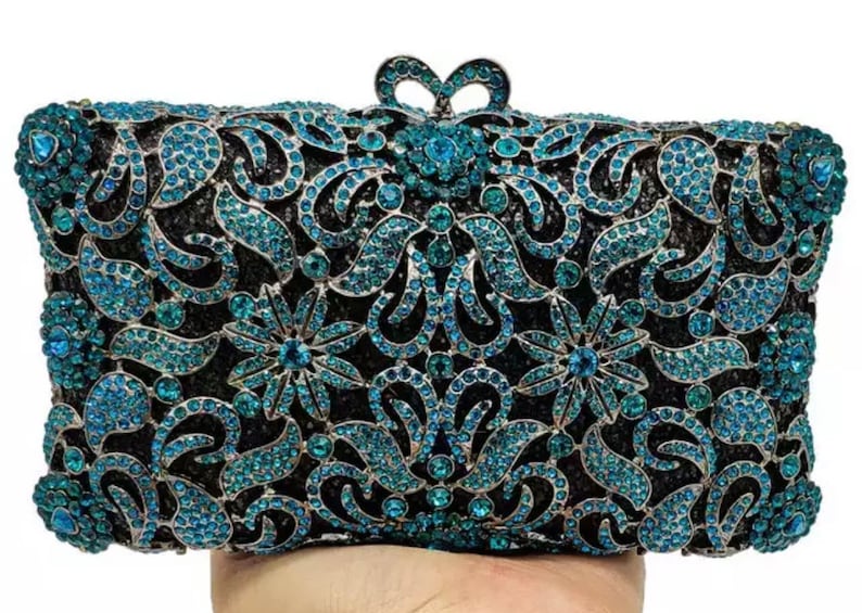 Stunning Swarovski Crystal Evening Bag Blue