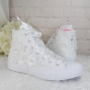 Ivory Wedding Converse: Lace High Top Bridal Shoes