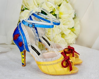Princess Wedding Shoes, Low Heel Bridal Shoe with Crystal Details, Snow White Cosplay