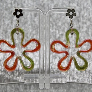 Cosmic Bloom Earrings - Orange & Green