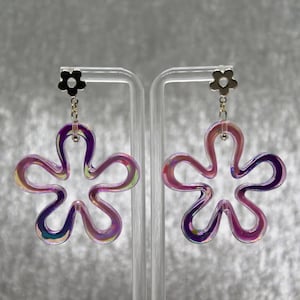 Cosmic Bloom Earrings - Light & Dark Purple