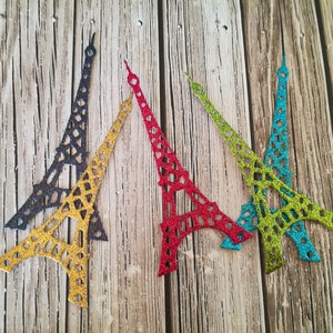 Glitzer Eiffelturm die cuts - Eiffelturm Ausschnitt - Glitzer Eiffelturm - Papier gestanzt - Glitzer Papier - Eiffelturm mit Glitzer