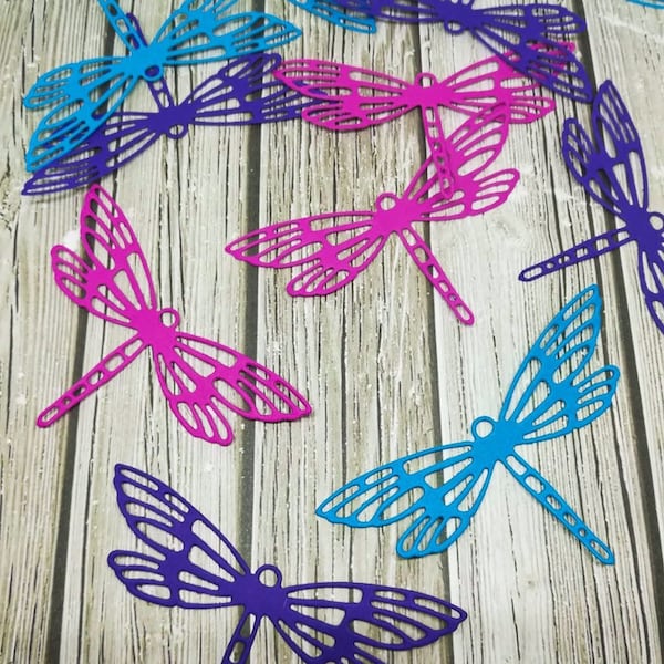 Paper dragonfly - Die cut dragonfly - Mix color dragonfly - Paper die cut - Paper cutout - Dragonfly confetti - Paper die cut dragonfly