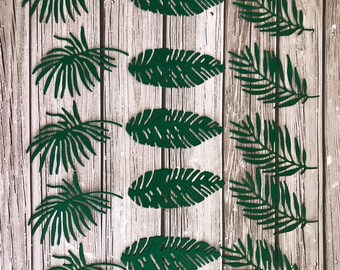 Paper leaves die cuts - Paper leaves cutout - Paper leaves - Paper die cut - Card stock leaves - Green leaves - Yellow leaves - Leaves