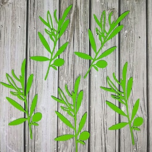 Découpes de branches - Découpes de branches d’olivier - Branche de papier - Branche d’olivier - Branche d’olivier en papier - Olivier - Branche d’olivier découpée